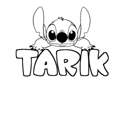 Coloring page first name TARIK - Stitch background