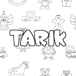 Coloring page first name TARIK - Toys background
