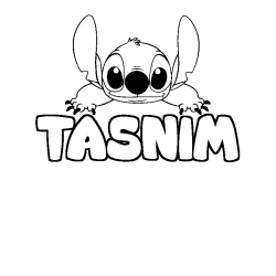 Coloring page first name TASNIM - Stitch background