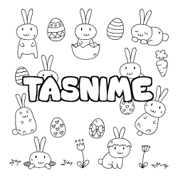 Coloring page first name TASNIME - Easter background