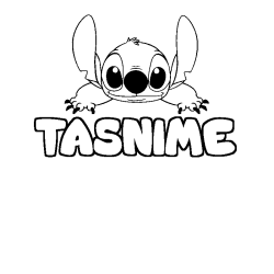 Coloring page first name TASNIME - Stitch background