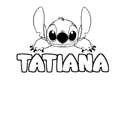 Coloring page first name TATIANA - Stitch background