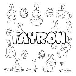 Coloring page first name TAYRON - Easter background