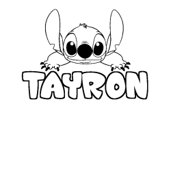 Coloring page first name TAYRON - Stitch background