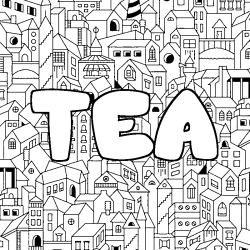 Coloring page first name TEA - City background