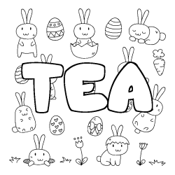 Coloring page first name TEA - Easter background