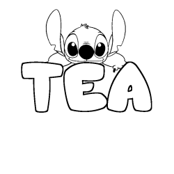 Coloring page first name TEA - Stitch background