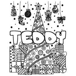 TEDDY - Christmas tree and presents background coloring