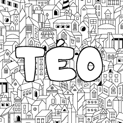 Coloring page first name TÉO - City background