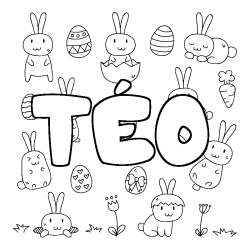 Coloring page first name TÉO - Easter background
