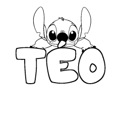 Coloring page first name TÉO - Stitch background