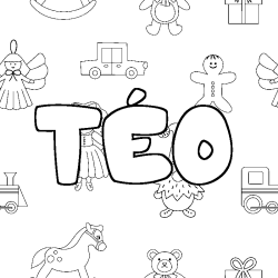 Coloring page first name TÉO - Toys background