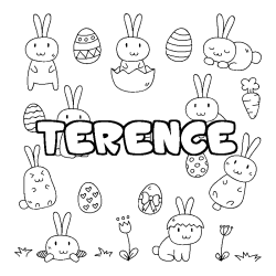 Coloring page first name TERENCE - Easter background