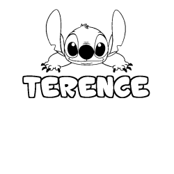 Coloring page first name TERENCE - Stitch background