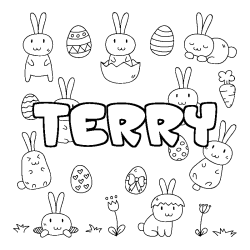 Coloring page first name TERRY - Easter background