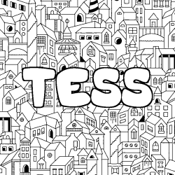Coloring page first name TESS - City background