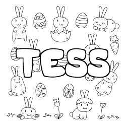 Coloring page first name TESS - Easter background