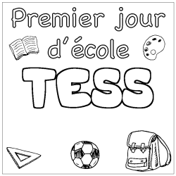 Coloring page first name TESS - School First day background
