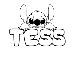 Coloring page first name TESS - Stitch background