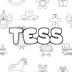 Coloring page first name TESS - Toys background