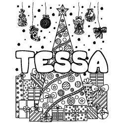 TESSA - Christmas tree and presents background coloring
