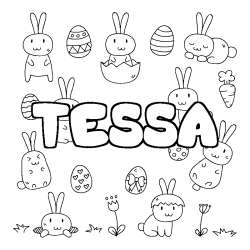 Coloring page first name TESSA - Easter background