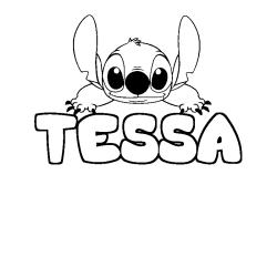 Coloring page first name TESSA - Stitch background