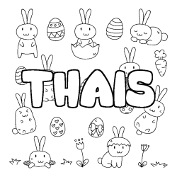 Coloring page first name THAIS - Easter background