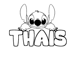 Coloring page first name THAIS - Stitch background