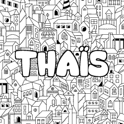 Coloring page first name THAÏS - City background