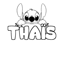 Coloring page first name THAÏS - Stitch background