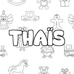 Coloring page first name THAÏS - Toys background