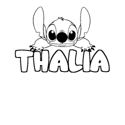 Coloring page first name THALIA - Stitch background