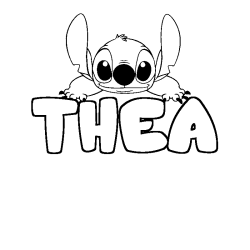 Coloring page first name THEA - Stitch background