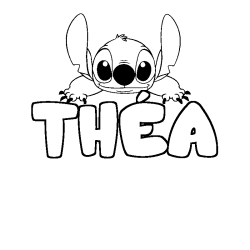 Coloring page first name THÉA - Stitch background