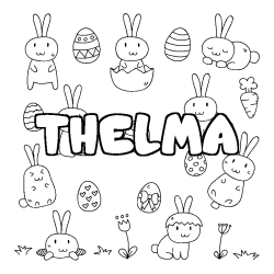 Coloring page first name THELMA - Easter background