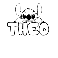 Coloring page first name THEO - Stitch background