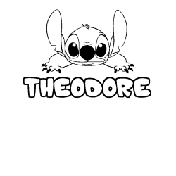 Coloring page first name THEODORE - Stitch background