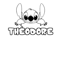 Coloring page first name THÉODORE - Stitch background