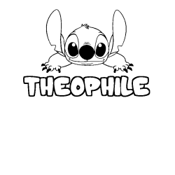 Coloring page first name THEOPHILE - Stitch background