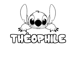Coloring page first name THÉOPHILE - Stitch background