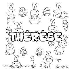 Coloring page first name THÉRÈSE - Easter background