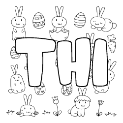 Coloring page first name THI - Easter background