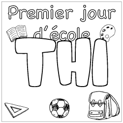 Coloring page first name THI - School First day background