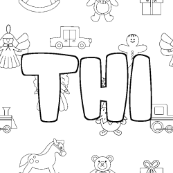Coloring page first name THI - Toys background