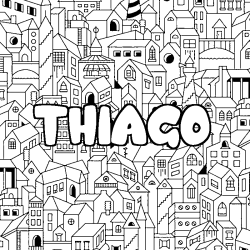 Coloring page first name THIAGO - City background