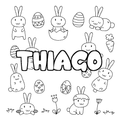 Coloring page first name THIAGO - Easter background