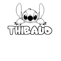 Coloring page first name THIBAUD - Stitch background