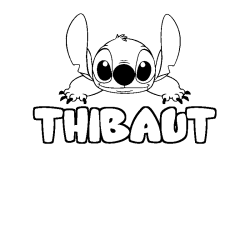 Coloring page first name THIBAUT - Stitch background