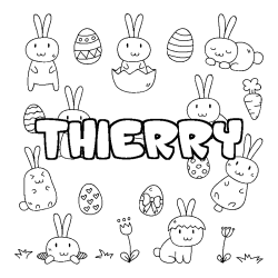 Coloring page first name THIERRY - Easter background